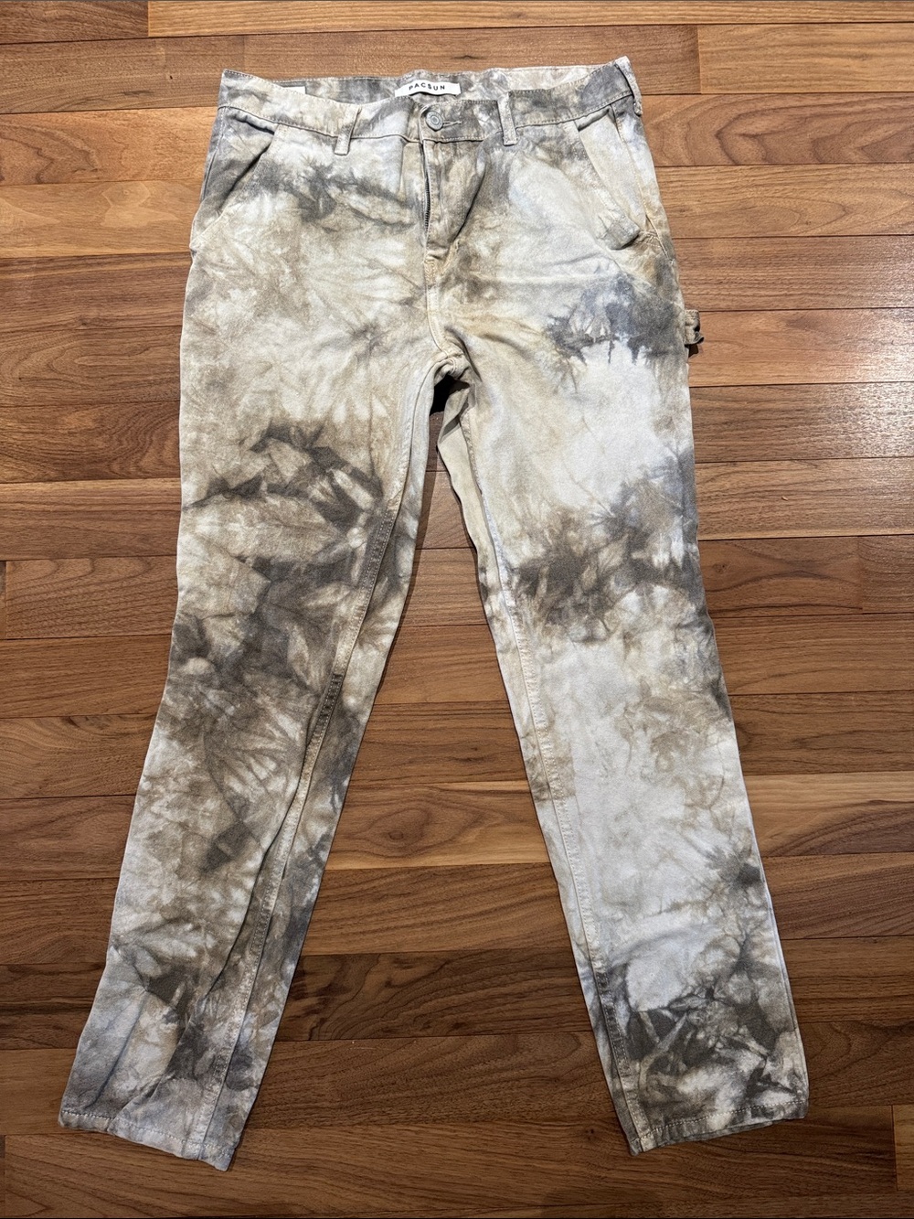 PacSun Men’s Tie-Dye Chinos in Beige and Gray